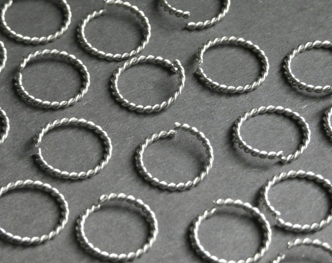 20 PACK of 15mm Stainless Steel Linking Rings, Rope Deisgn Metal Rings, Metal Linking Rings, Silver Linking Rings, Silver Metal Rings
