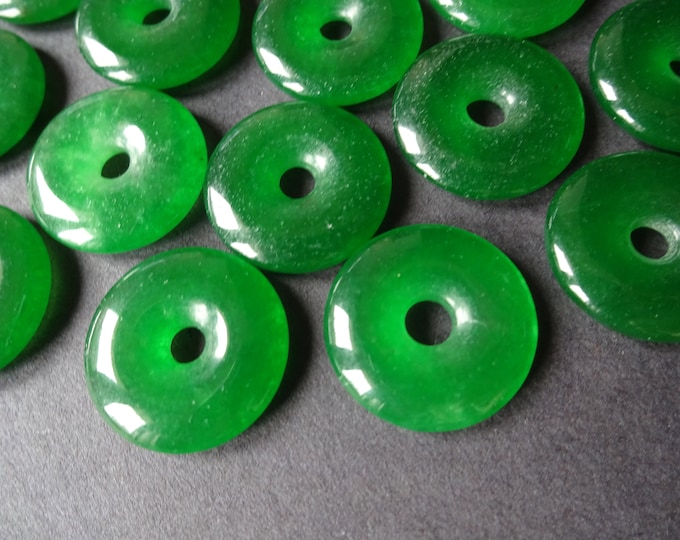 20x4mm Natural Malaysia Jade Pendant, Donuts, Green, Polished Gem, Natural Gemstone Component, Round Jade Stone, Wire Wrapping Supply