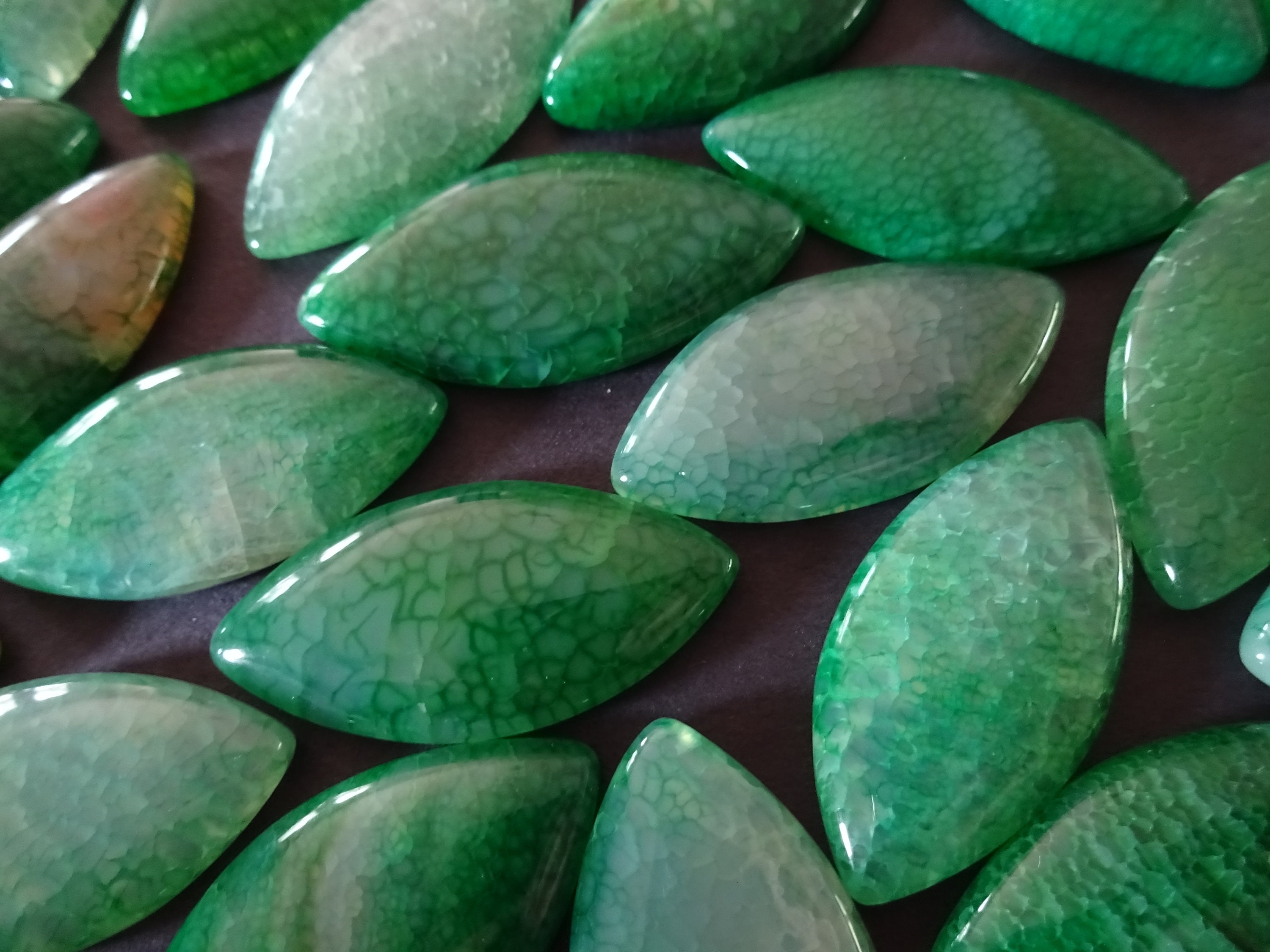 3740mm Natural Agate Cabochon, Dyed, Horse Eyes, Green Agate Cab