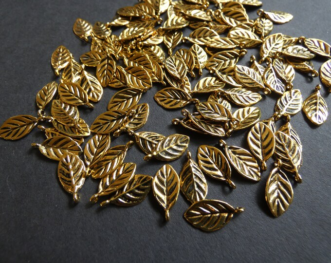 16mm Alloy Metal Leaf Charms, Leaves Pendant, Gold Color, Lightweight, Silver Leaf, 2mm Hole, Tiny Golden Leaf, Nature Pendant, Autumn Theme