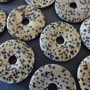 40x5.5mm Natural Dalmatian Jasper Pendant, Donuts, White and Black, Polished, Natural Gemstone Component, Round Jasper Stone, Wire Wrapping
