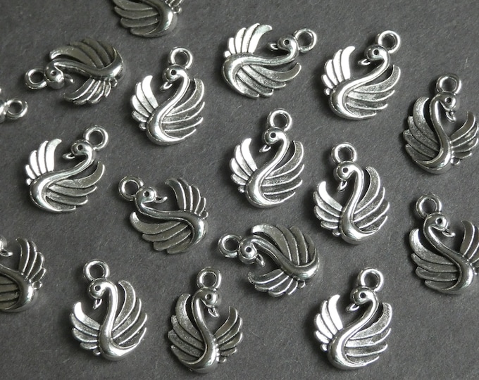 20 PACK of 17mm Swan Pendant, Tibetan Style Metal Pendant, Metal Swan Pendant, Silver Swan Pendant, Silver Metal Pendant, Swan Charms