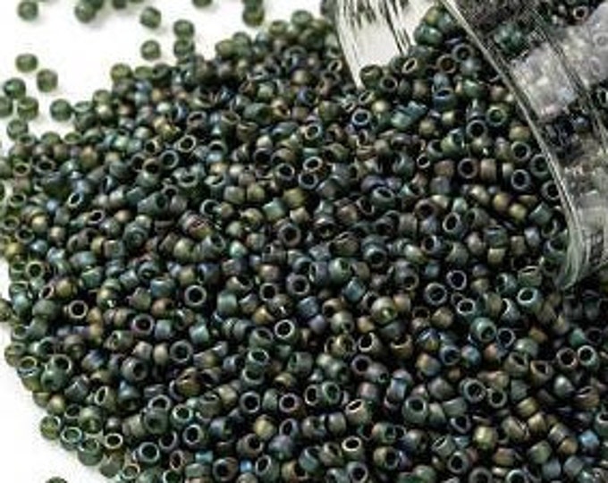 11/0 Toho Seed Beads, Transparent AB Frost Olivine (180F), 10 grams, About 1110 Round Seed Beads, 2.2mm with .8mm Hole, AB Frost Finish