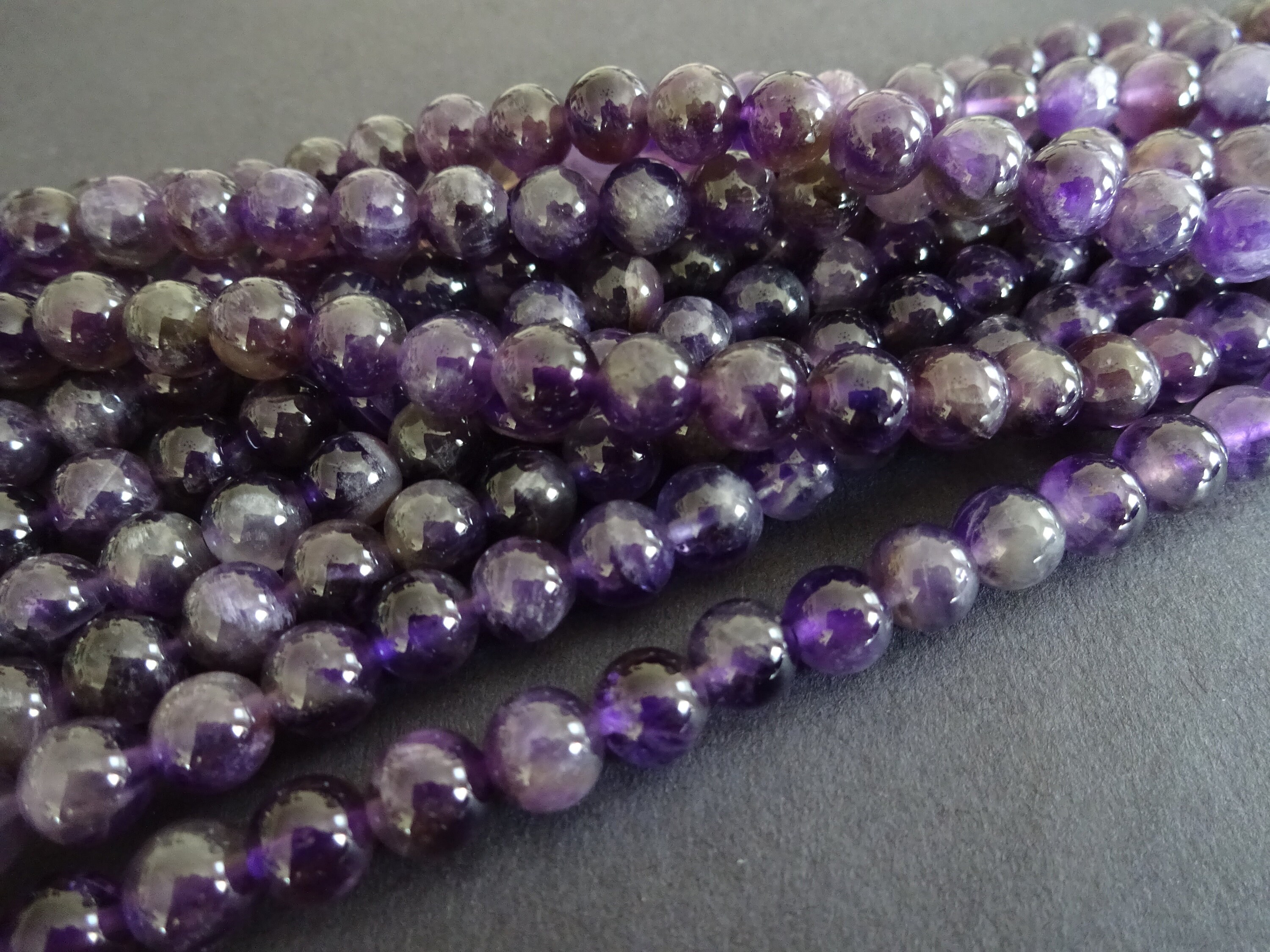 6mm Natural Amethyst Ball Beads, About 65 Beads Per 16 Inch Strand
