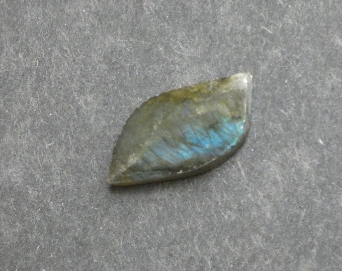 31x15mm Natural Labradorite Cabochon, Gemstone Cabochon, One of a Kind, Gray, Labradorite Leaf Cab, Only One Available, Opalescent Stone