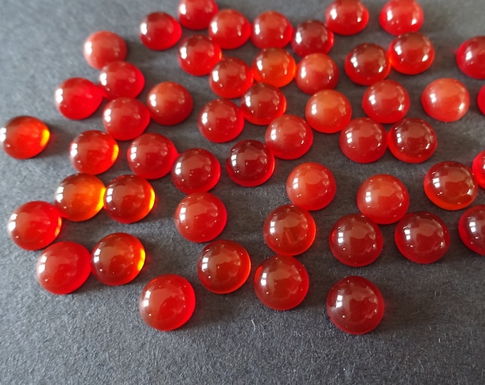 6mm Natural Carnelian Cabochon, Round Gemstone Cabochon, Polished Gem, Red Carnelian Crystals, Half Dome Cabs, Small Jewelry Stones