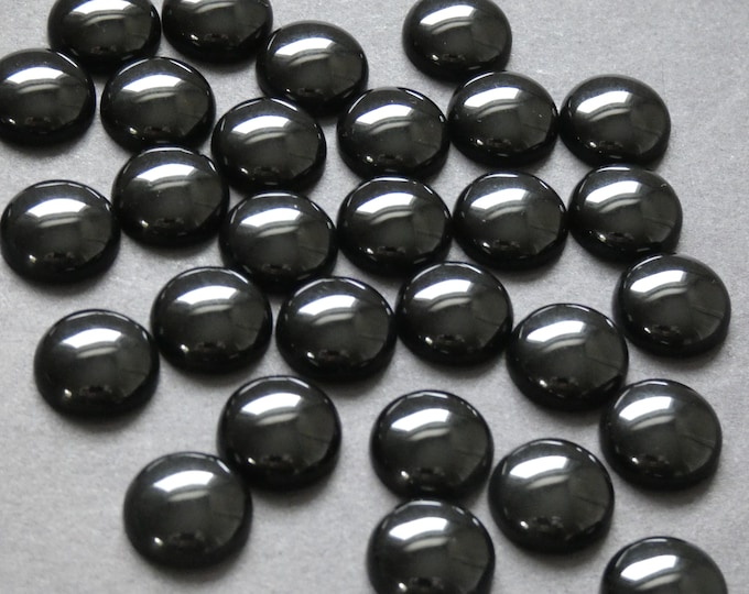 14x5mm Natural Black Stone Cabochon, Round Cabochon, Polished Gem, Natural Stone, Dome Gemstone Focal, Classic Solid Black Color