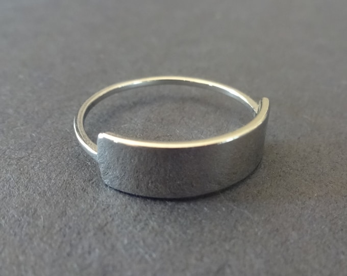 Stainless Steel Rectangle Bar Ring, Silver Rectangular Design, Sizes 7-10, Simple Geometric Ring, Rectangles Band, Modern Ring, Link Ring