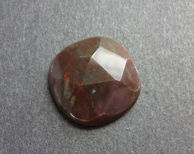 26x8mm Natural Indian Agate Faceted Cabochon, Green & Red, One Of A Kind, As Seen In Image, Unique, Only One Available,  Agate Round Cab