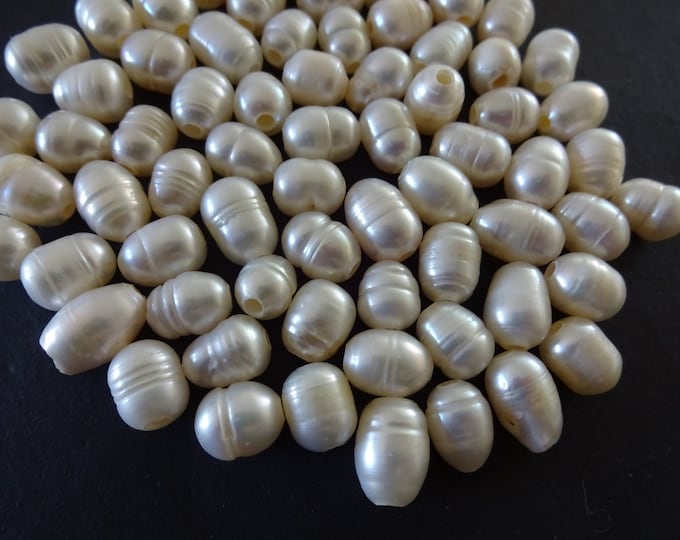 7-10mm Natural Freshwater Pearl Pear Bead, Drilled, Classic White Pearl Color, 1.8mm Hole, Lot Of Natural Pearls, Jewelry Making, Grade AA