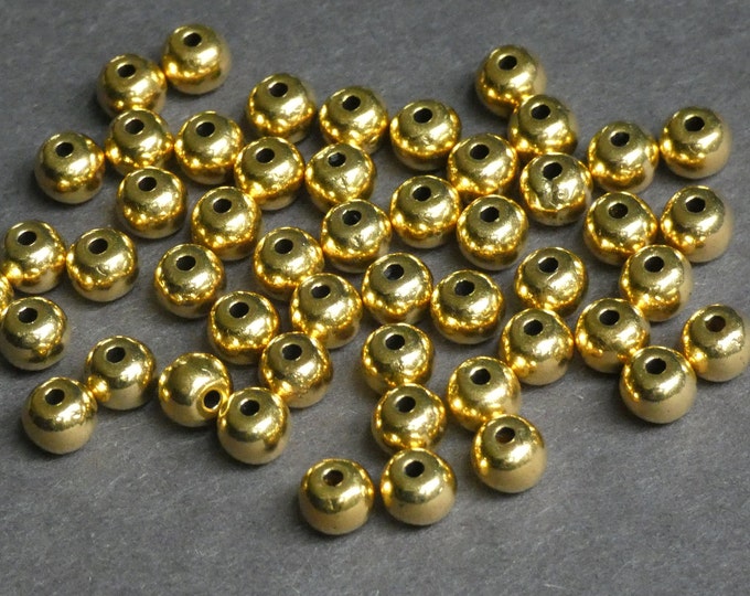 50 PACK of 6mm Alloy Metal Ball Bead, Antiqued Gold Color, Lightweight Metal Bead, Simple Round Gold Spacer, Classic 6mm Ball Bead