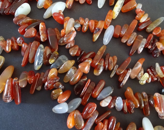 15.5 Inch 5-30mm Natural Carnelian Bead Strand, Dyed, About 80 Nugget Beads, Natural Gemstone Beads, Polished Gemstone, Red Carnelian