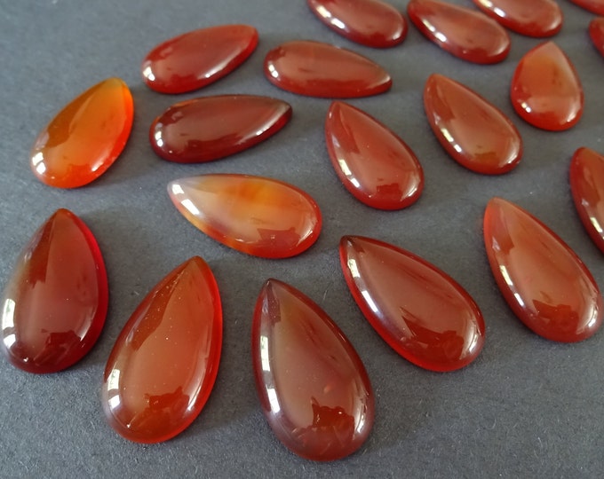 29x15mm Natural Carnelian Cabochon, Teardrop Gemstone Cabochon, Polished Gem, Red-Orange Color, Orange Gem, Unique Stone, Cool Gemstone