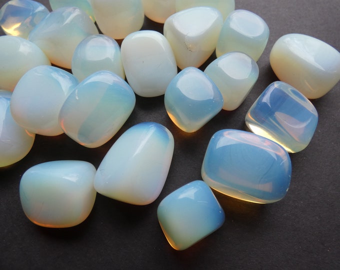 5 Pack Opalite Stones, 15-30mm, Undrilled, Polished, No Holes, Lot Of Nuggets, Opalite Nuggets, Opalite Decoration Gem, White, Translucent