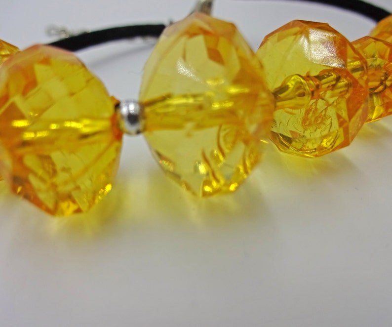 Beaded Adjustable Bracelet Handmade Yellow Faceted Large Bead Bracelet Beaded Jewelry Handcrafted Vibrant Jewelry Extender Chain