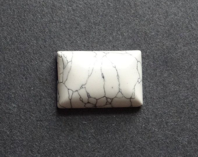 30x20 Natural Howlite Cabochon. Rectangle, White and Gray, One Of A Kind, As Seen In Image, Only One Available, White Howlite Stone Cabochon