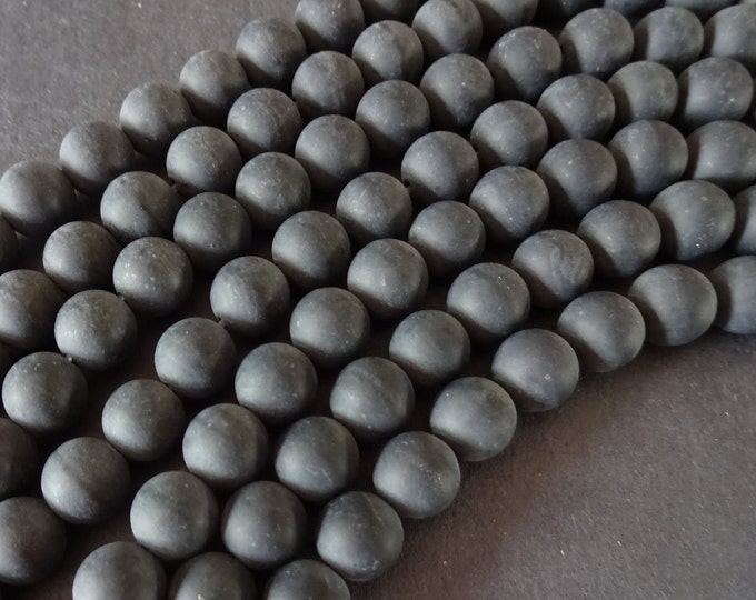 8mm Natural Matte Black Agate Ball Beads, Dyed, 15 Inch Strand With About 48 Beads, Round Agate Bead, Unpolished Stones, 8mm Ball Bead