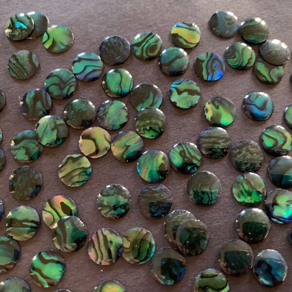 8mm Natural Abalone Shell Cabochons, Paua Seashell Cabs, Green & Blue Iridescent,  Round Shell Cab, Beachy Freshwater Shell Jewelry