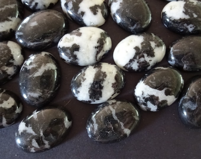 25x18mm Natural Zebra Jasper Cabochon, Oval Cabochon, Black and White, Polished Gem, Natural Gemstone, Polished, Jasper Crystal Cab