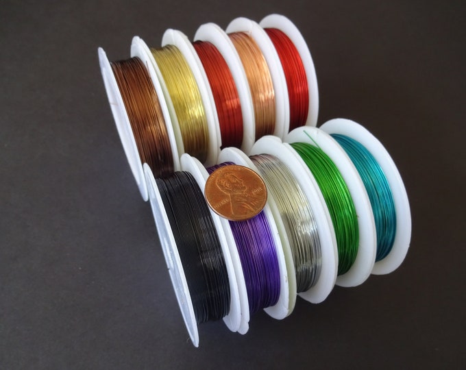 10 Pack Of 0.4mm Copper Wire, 26 Gauge, 10 Different Colors!, 140 Meters Total, Bulk Wire Mixed Lot, Spools For Beading and Jewelry Making