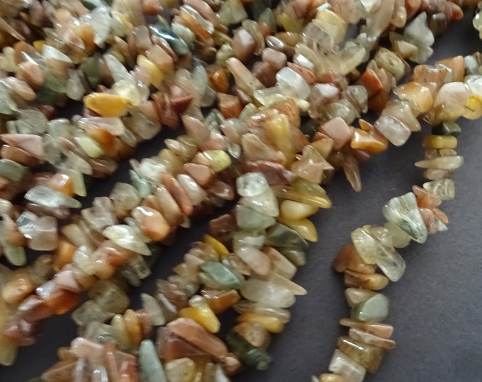 36 Inch 5-8mm Natural Rutilated Quartz Bead Strand, About 200 Beads, Shiny Natural Stone, Neutral Quartz Crystal, Polished Mineral