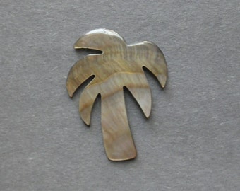39x30mm Natural Black Lip Shell Cabochon, Coconut Tree Cabochon, One of a Kind, Black Lip Shell Tree, Iridescent Cabochon,Coconut Tree Charm