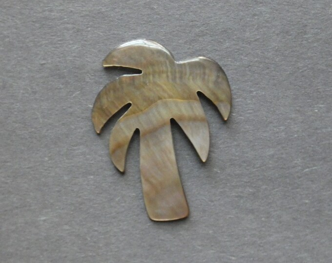 39x30mm Natural Black Lip Shell Cabochon, Coconut Tree Cabochon, One of a Kind, Black Lip Shell Tree, Iridescent Cabochon,Coconut Tree Charm