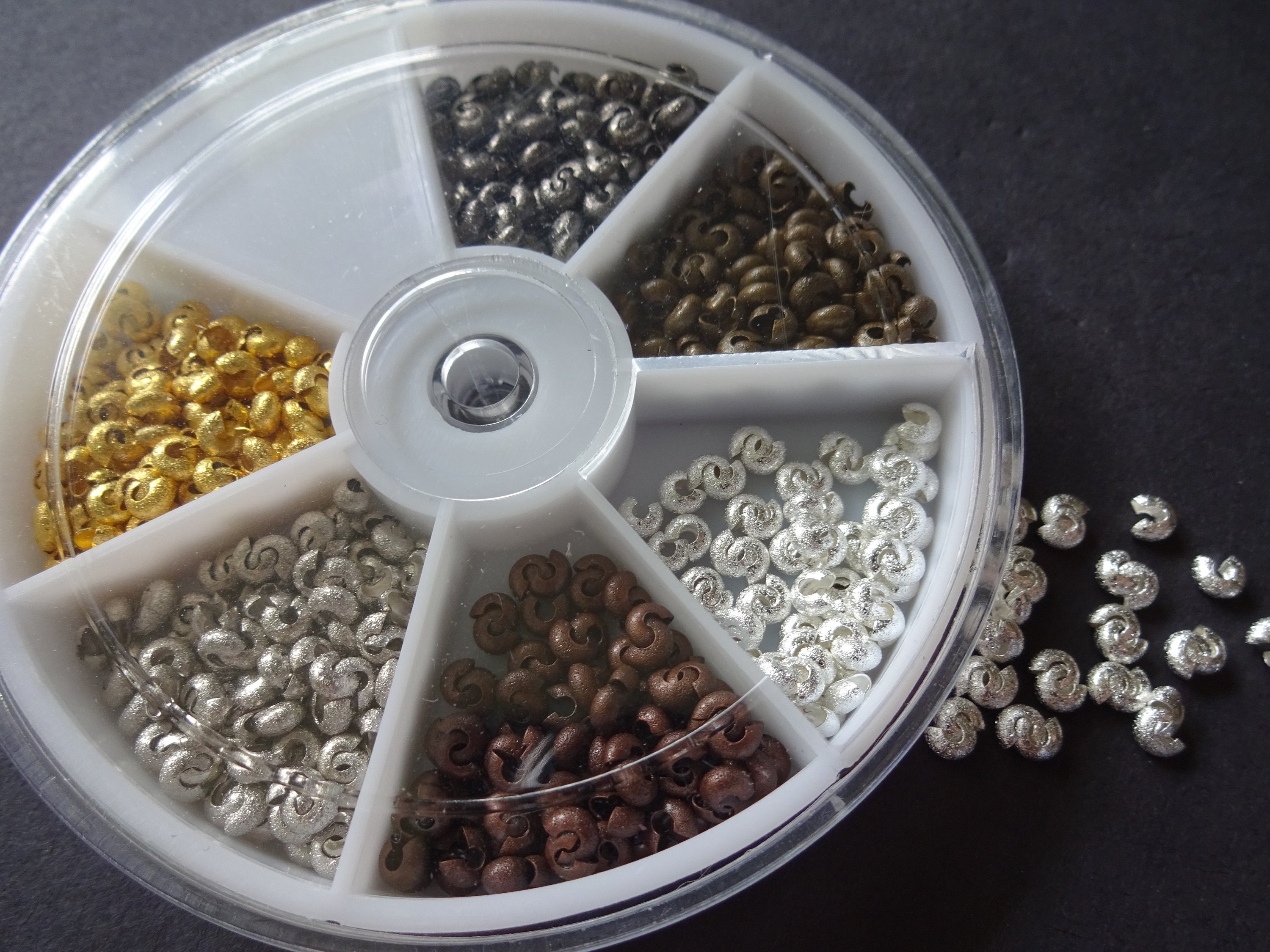 600 Brass Crimp Beads, Stardusted, 3mm, 6 Colors, Finding Kit, Metal