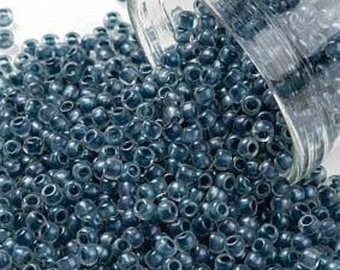 11/0 Toho Seed Beads, Frosted Slate Blue (188F), 10 grams, About 3000 Round Seed Beads, 2.2mm with .8mm Hole, Lined Crystal Rainbow Finish