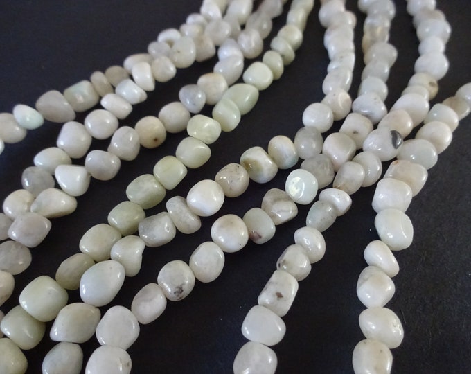 15.5 Inch 3-5mm Natural Serpentine Bead Strand, About 82 Stones, Light Green Polished Stones, Drilled Serpentine Pebbles, Transparent