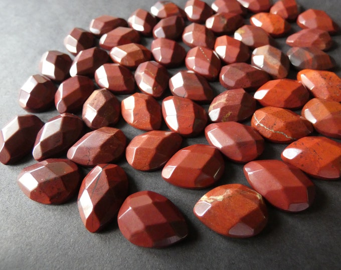 18x13mm Natural Red Jasper Faceted Cabochon, Teardrop Cab, Polished Gem, Stone Cabochon, Natural Gemstone, Polished, Jasper Crystal Drop