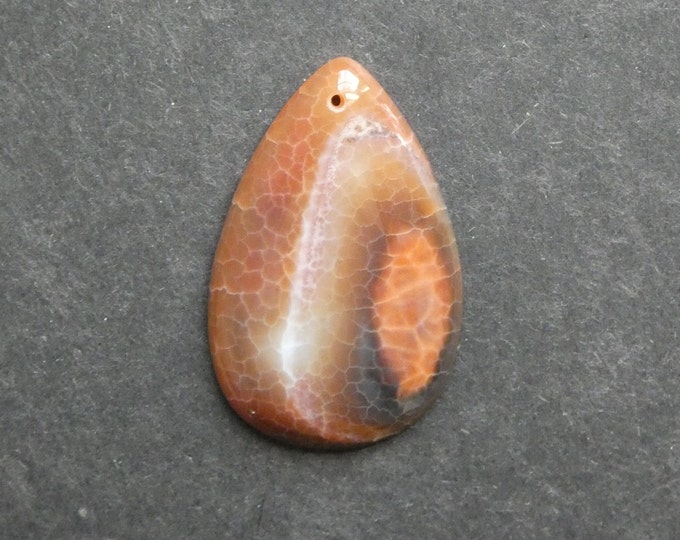 48mm Natural Fire Agate Pendant, Large Teardrop Pendant, Orange, Dyed, Gemstone Pendant, One of a Kind, As Seen in Image, Only One Available