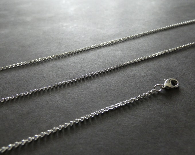 Brass 18.8 Inch Necklace Chain With Clasp, Platinum Silver Color, 1.6mm Wide, Necklace Chain, Link Chain, Jewelry Making Chain, DIY Necklace