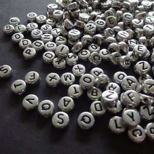 Rose Gold Alphabet ABC Beads Letters Acrylic Plastic Flat Round