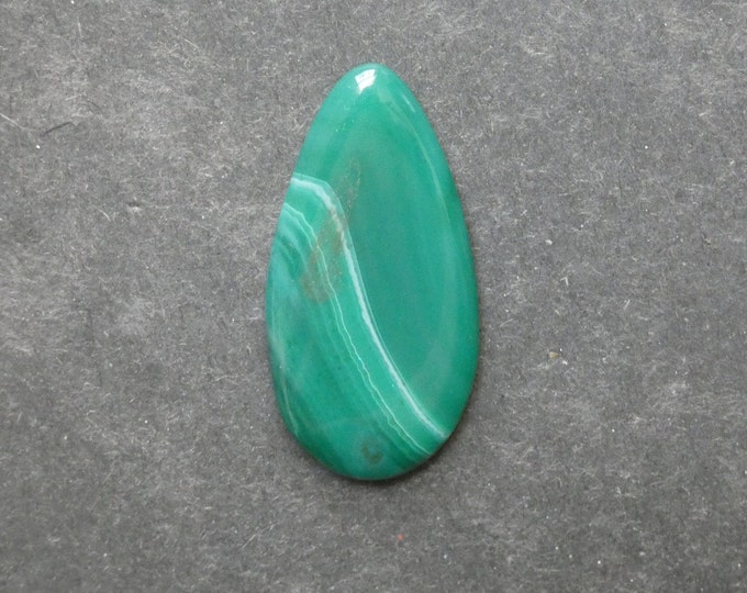 49x24mm Natural Striped Agate Cabochon, Large Teardrop, Green, Dyed, Gemstone Cabochon, Only One Available, Banded Agate Cabochon, Unique