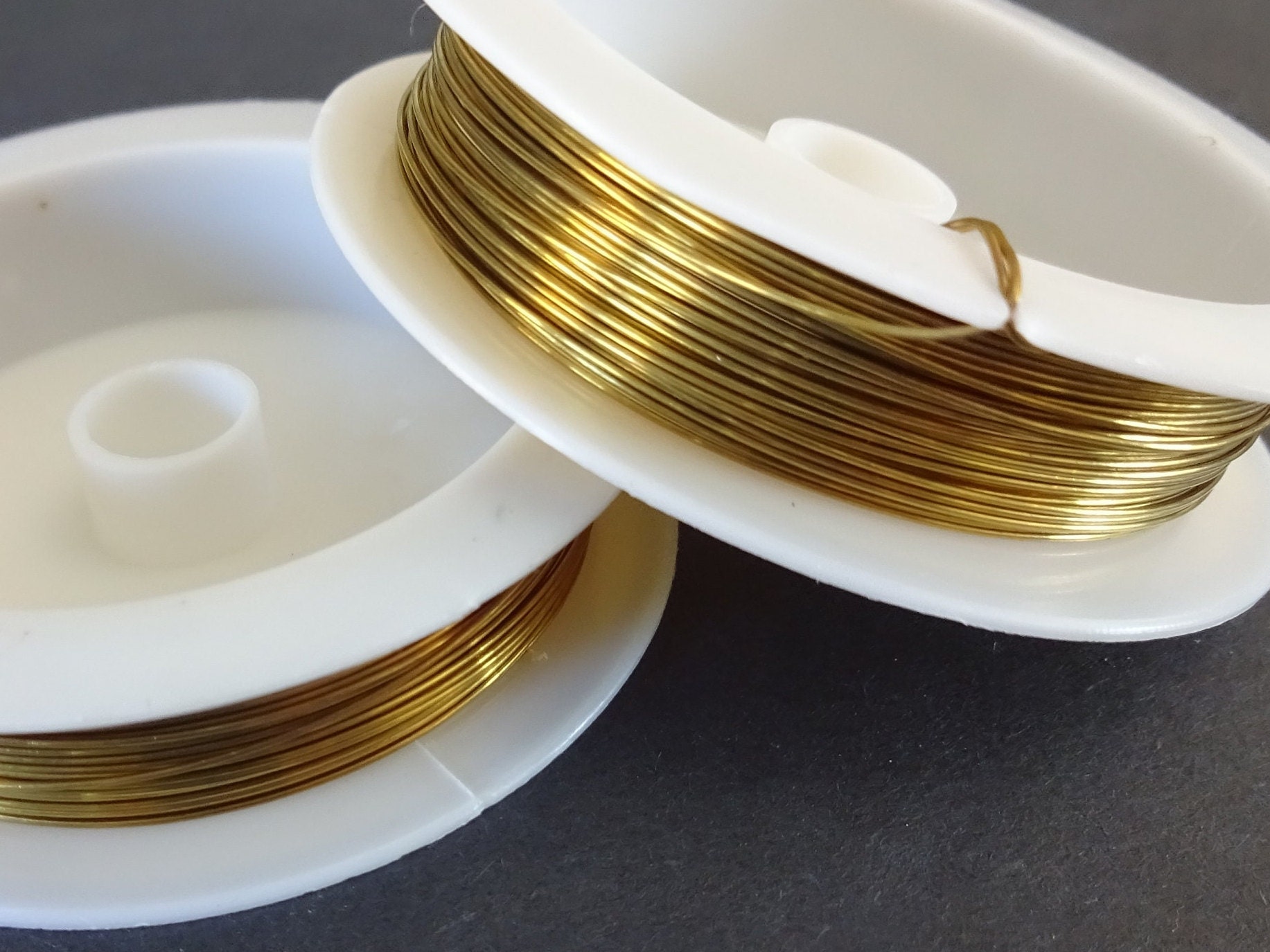 8 Meters of 0.5mm Copper Wire, Gold Color, 24 Guage Wire, Spools For