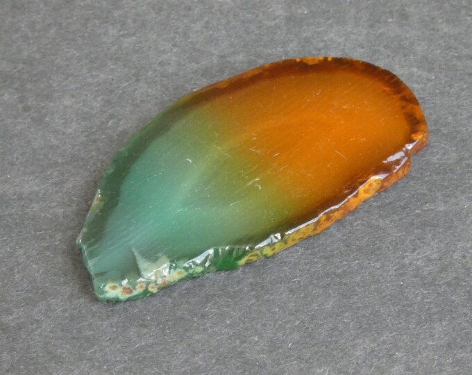 75x40mm Natural Agate Slice Cabochon, Gemstone Cabochon, Dyed, Two Tone Agate Slice, One of a Kind, Only One Available, Unique Agate Nugget