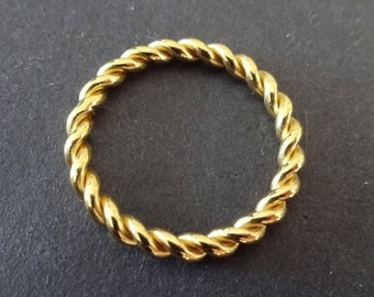 Anello a spirale in acciaio inossidabile, cinturino intrecciato intrecciato intrecciato, dimensioni USA 5-12, colore oro, anello in acciaio artigianale, unisex, design della corda, cinturino a spirale