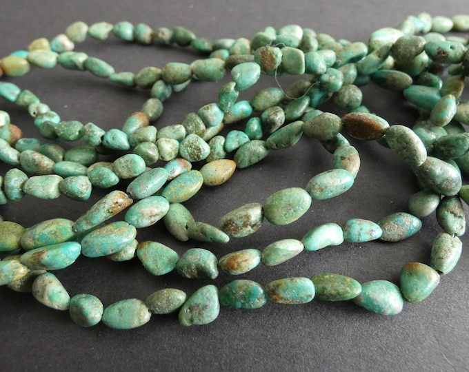 15-16 Inch 1-9mm Natural Turquoise Bead Strand, Dyed, About 56 Beads, Nugget Bead, Turquoise Mineral Gemstones, Authentic Turquoise Stones