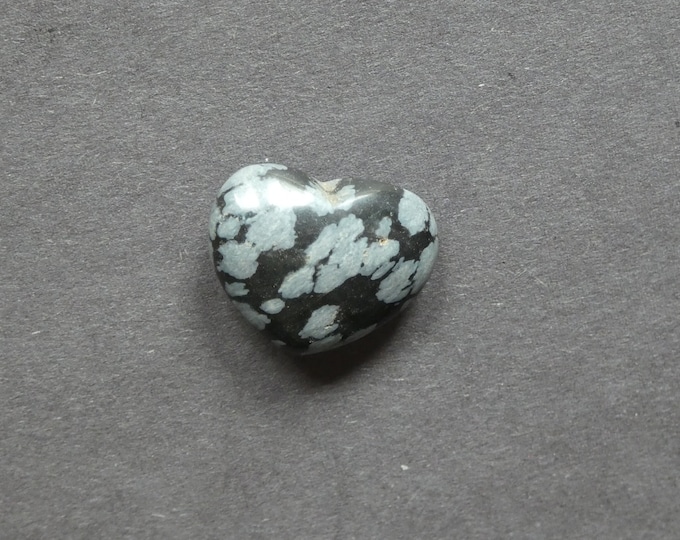20x23x10mm Natural Snowflake Obsidian Heart Love Stone, Black and White, Pocket Palm Stone for Reiki Balancing, One of a Kind, Gemstone
