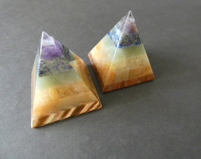 49x43mm Natural Gemstone Chakra Pyramid, Chakra Decoration, Polished Gem, Triangle Stone Decor, Rainbow, Display Crystal, Amethyst & More