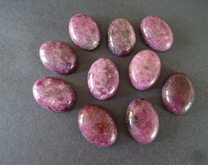 25x18mm Natural Lepidolite Cabochon, Oval Cabochon, Polished Gem, Purple Mica Stone Cabochon, Natural Gemstone, Purple & Black Crystal Cab