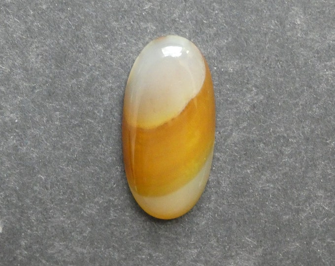 46x22mm Natural Brazilian Agate Cabochon, Gemstone Cabochon, Large Oval, One of a Kind, Yellow, Dyed, Only One Available, Unique Agate