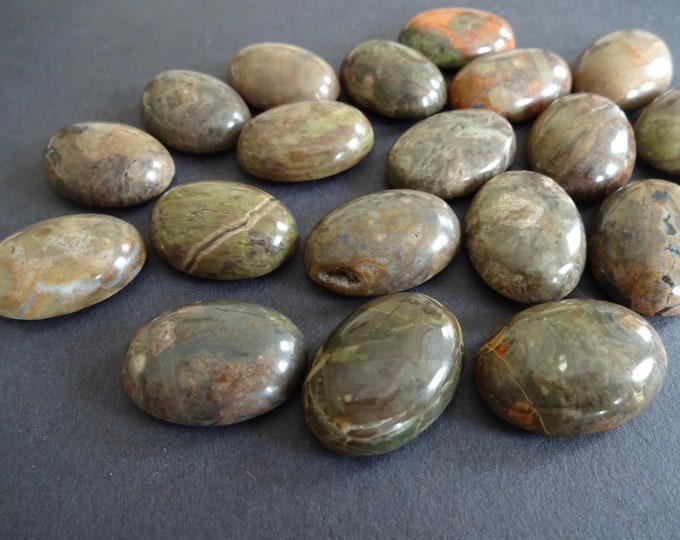 25x18mm Natural Flower Agate Cabochon, Oval Cabochon, Polished Gem, Stone Cabochon, Natural Crystal Gemstone, Authentic Brown Agate Stone