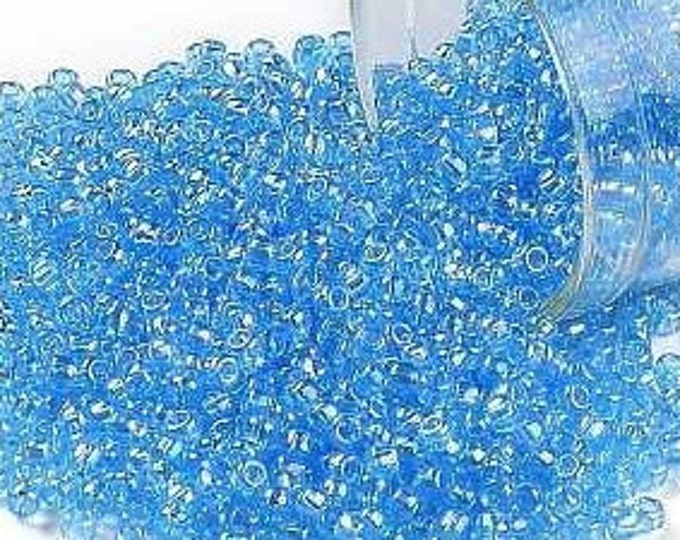 11/0 Toho Seed Beads, Transparent AB Aqua (163), 10 grams, About 1110 Round Seed Beads, 2.2mm with .8mm Hole, AB Finish