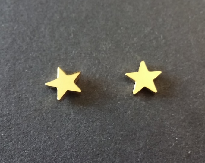 Stainless Steel Gold Star Stud Earrings, Hypoallergenic, Shiny Gold Color, Set Of Earrings, Women's Studs, Star Earrings, Small Star Stud