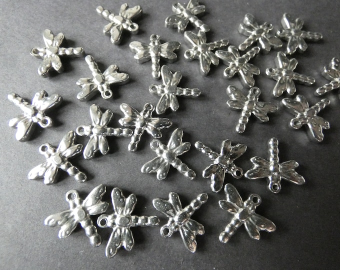 15x16mm 304 Stainless Steel Dragonfly Charms, Steel Pendants, Antiqued Silver Color, Lightweight, Cute Bohemian Style, 1mm Hole, Bug Charm