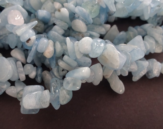 31.5 Inch 5-8mm Natural Aquamarine Chip Beads, About 250 Stones, Light Blue Stone, Nugget Bead, Gemstone, Semi Transparent, Nautical Bead