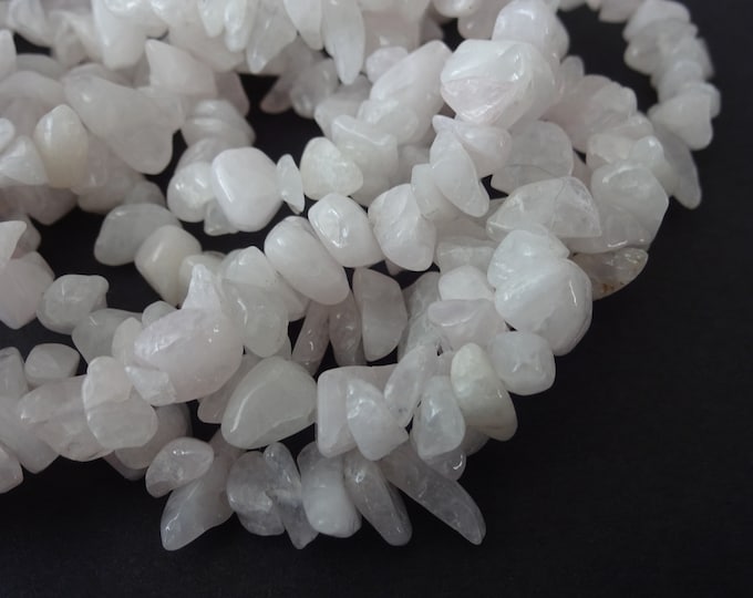 15-16 Inch Strand Natural Snow Quartz and Rose Quartz Beads, 4-7mm Natural Stone Beads, About 106 Gemstone Beads, Semi Transparent Chips