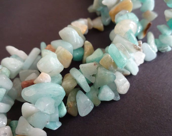 2-11mm Natural Amazonite Chip Beads, Natural Stone Beads, Light Blue Beads, 32-34 Inch Strand Of About 300 Beads, Mixed Size Chips